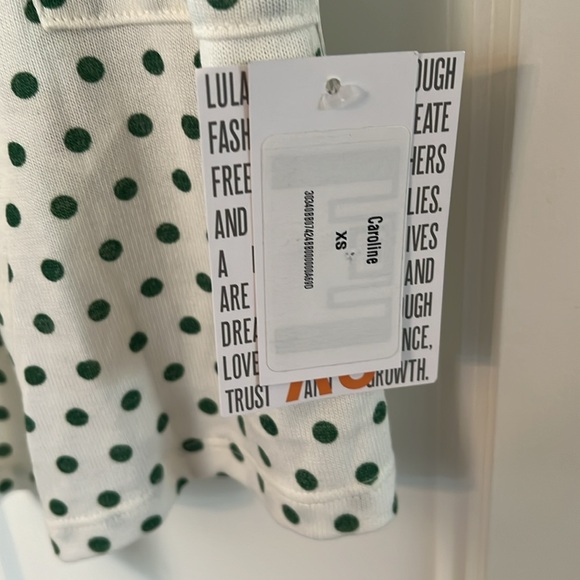 LuLaRoe Caroline cardigan cream and green poke-a-dot. Size XS. New with tags! - Picture 2 of 3